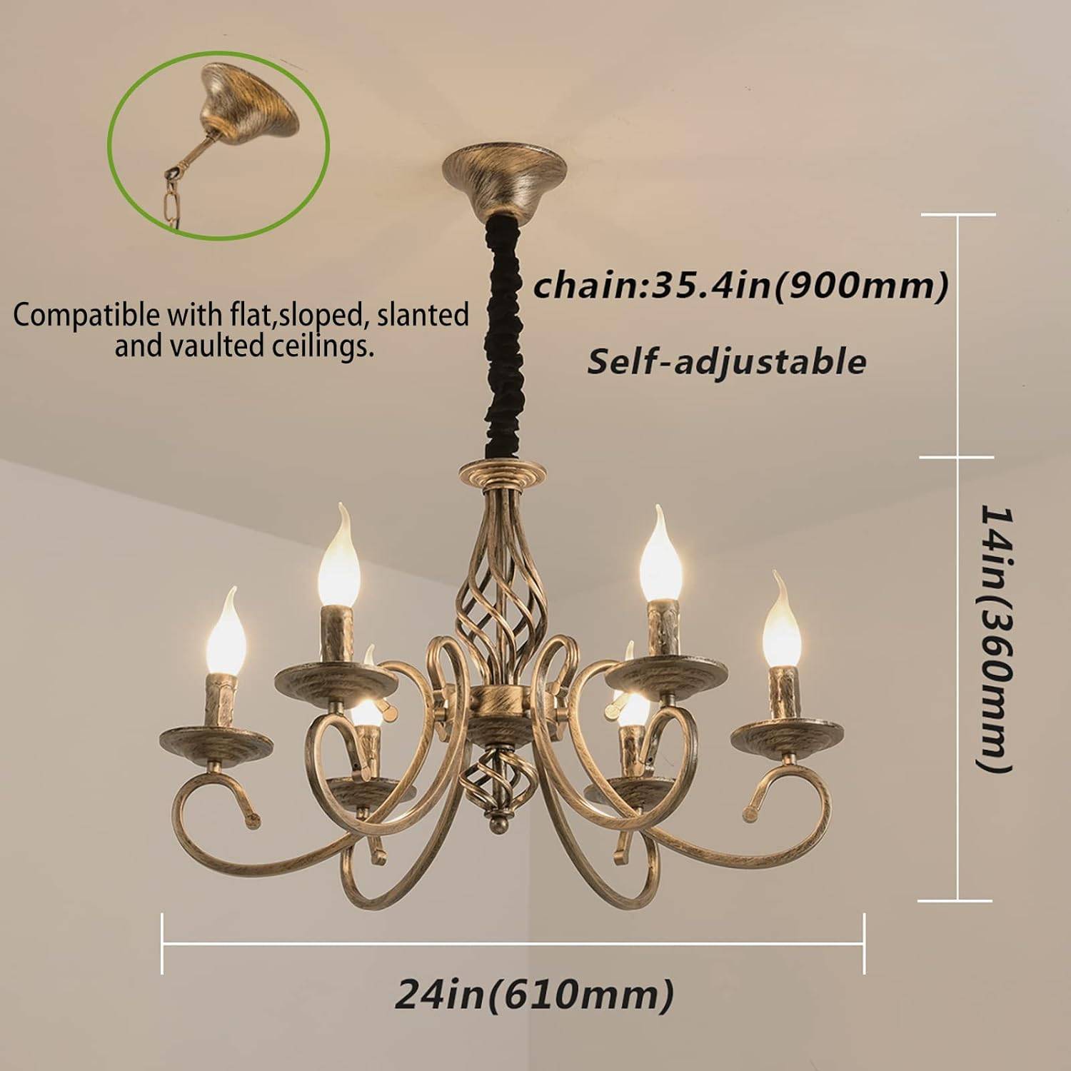 Rustic Vintage Metal Chandelier: image 3